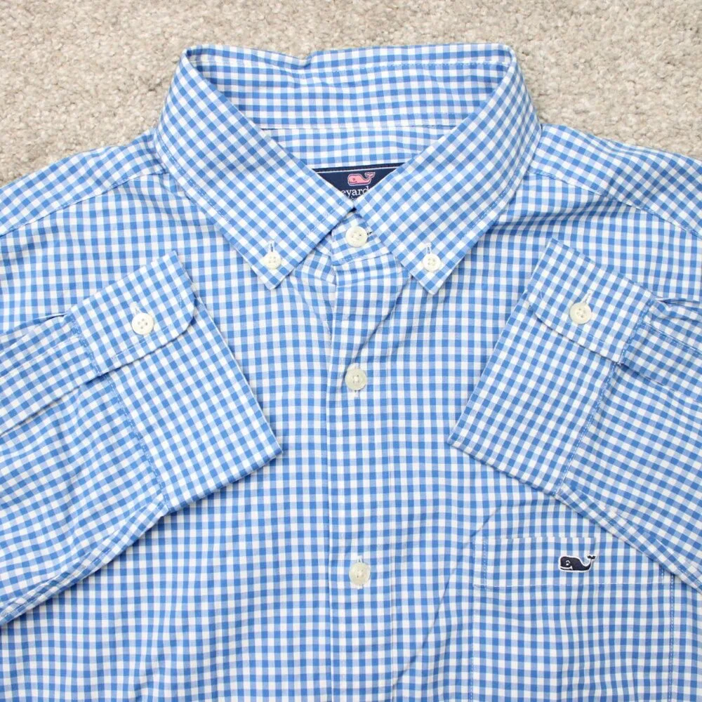 Vineyard Vines Shirt Men Large Blue Classic Fit Tucker Cotton Stretch L/S Button - Picture 1 of 14
